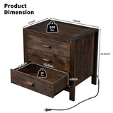 Wood Nightstand End Side Table with 3 Drawer for Living Room, Bedroom 02743456