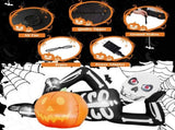 7ft Inflatable Halloween Decor with Lying Skeleton, 7 Built-in LED Lights, Black & White, 12V 1250mA 90127940