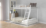 ZUN Metal Floor Bunk Bed, Twin over Full,White 90188201