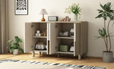 TREXM 4-Door Buffet Cabinet with Storage, Wood Sideboard Cabinet with Unique Arc Handles and N715P264916D