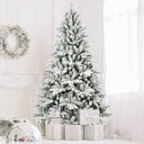 7ft Flocked Christmas Tree with 1514 Tips, Realistic PEPVC Snowy Hinged Tree with Metal Stand, Full 02903371