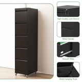 5 Drawer Metal Vertical File with Lock on Wheels for Home Office,Heavy Duty Metal Storage T2398P310087