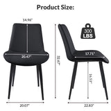 Black PU Leather Dining Chair with Metal Legs, Modern Upholstered Chair Set of 4 for Kitchen, W5815P476448
