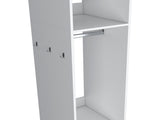 Armoire 63"H, with 3 Shelves, 1 Mirror, and 4 Wheels, White B097P250842