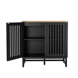 Cabinet with Slatted Grille Striped Door, Modern Style Cabinet, High-Quality MDF and Metal Leg W578P193310