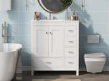 36" White Bathroom Vanity with Ceramic Sink Combo, Abundant Storage Cabinet -2 Soft-close doors and WF319798AAK