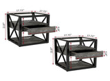 Set of 2 Modern End Table with Drawer - Nightstand for Bedroom Living Room, Rustic Wood Grain MDF W241P246927