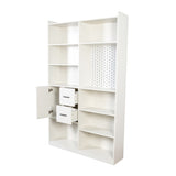 Bookshelf and Bookcase with Pegboard and Drawer, 9 Cubby Display Book Shelves, Modern Wide Wood W331P295438