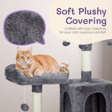 ZUN 57 inch Cat Tree Cat Tower for Indoor Cats, Cat House with Padded Platform Bed, Toy Balls, Large 81517350