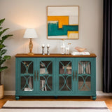 Elegant European Antique Style 4-Door Cabinet with Tempered Glass Doors,for Dining Room,Living W757P232700