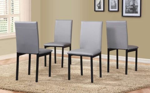 ZUN Noyes Faux Leather Seat Metal Frame Dining Chairs, Set of 4, Gray T2574P164525