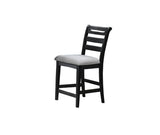 ZUN Modern 2pc Counter Height Dining Chairs Black Color Ladder Back Frame Upholstered Cushion Seat Solid B011P218340