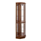 6 Shelf Lighted Corner Curio Cabinet with Adjustable Tempered Glass Shelves and Mirror Back, W1693P170906