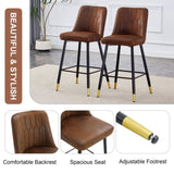 ZUN Brown Suede Skin Velvet Bar Stool - Black Metal Legs with Gold Spray Decoration.Set of 2 W1151P211995