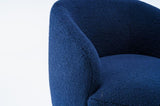 ZUN Teddy Fabric Swivel Accent Armchair Barrel Chair With Black Powder Coating Metal Ring,Dark Blue 42667214