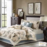 7 Piece Printed Cotton Twill Comforter Set Khaki King B03597225