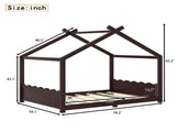 Full House Floor Bed with Support Slats, Solid Wood House Bed Frame for Kids, No Box Spring Needed W1580P387842