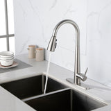 ZUN Kitchen Faucet Pull Down Sprayer Brushed Nickel, High Arc Single Handle Kitchen Sink Faucet 95498826