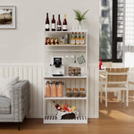 ZUN Bamboo Microwave Stand, Bakers Racks for Kitchens with Storage Shelves, 5 Tier Kitchen Stand with 4 59645494