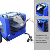 ZUN Blue High Quality 16 inch air wheel Pet Bike Trailer for Dogs Foldable Bicycle Pet Trailer 69956740