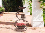 37.8 inch Bird Bath and Solar Bird Feeders Combo with Flower Planter Pedestal, Weather Resistant 60319630