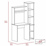 ZUN Smokey Oak 6-Shelf Writing Desk with Built-in Bookcase B06280292