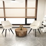 29.53" Medieval MDF coffee table and 2 PU dining chair set, drum integrated dining table and black 39047326