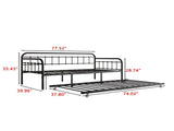 Twin Size Metal Daybed Frame with Trundle, Heavy Duty Steel Slat Support Sofa Bed Platform with W840103518