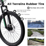 A2460 Bike 24 Inch Wheels, 21-Speed Full Suspension Mens Womens Trail Commuter City W2563P280837
