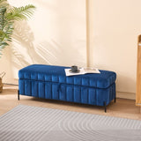 49.21" Wide Upholstered Velvet Storage Soft Bench Footstool Ottoman End of Bed with Metal Legs, Foot W3118P272644