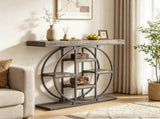 Industrial Sofa Table 39.4" Console Table with Storage Shelves Rustic Oak Finish for Living Room 44555541
