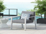 Silver Aluminum Lounge Chair with Sleek Rope Accents and Comfortable Cushions, Perfect for Modern 14684586