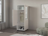 Armoire 62.9"H, with 1 Door, 3 Shelves, and Full-Length Mirror, White B097P250837