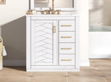 24" Bathroom Vanity with Integrated Ceramic, Bathroom Cabinet with 1 Door, 3 Drawers, Single N710P341038K