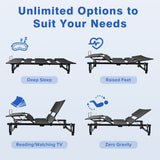 Adjustable Bed Base Frame Queen Bed Frame with Head and Foot Incline Wireless Remote Zero Gravity W1038142350