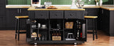 K&K 53inch Large Island with Drop Leaf, Power Outlet, Door Internal Storage Rack, Rolling N707P185531B