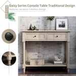 ZUN Series Console Table Traditional Design with Two Drawers and Bottom Shelf 67551365