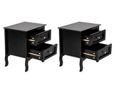 2pcs Country Style Two-Tier Night Tables Large Size Black 71235334