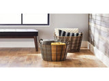 Extra Large Round Poly Rattan Decorative Storage Basket with Handles, 18.7 in x 16 in 66249194
