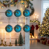 6PCS Set 3.9" Christmas Ball Ornaments Glass Hanging Balls for Holiday Treeations Colorful 78818053