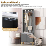 ON-TREND Modern Luxury 4-in-1 Hall Tree with Cushion, Versatile Coat Rack with 8 Gold Hooks and N721P192814E