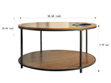 Round coffee table in antique wood color, 34.64-inch living room coffee table, a simple tabletop W1911P371570