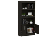Bookcase, Three Shelves, Double Door Cabinet, Metal Hardware, Black B097132973