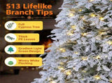 7FT Pre-Lit Snow Flocked Cypress Artificial Christmas Tree, Color Changing LED Lights 9 Modes, 33182324
