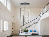 High Ceiling Chandelier Modern LED Ring Pendant Light 3 Color Dimmable Black Chandeliers 74511586