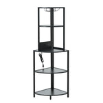 ZUN 5 Tier Corner Shelf with LED Light and USB Plug, With Glass Holder, Tall Standing Shelf for Wall W420P207358