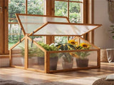 Fir Wood Garden Greenhouse with Dual Adjustable Roof Vents, Portable Cold Frame for Extending 99796614