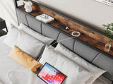 Full Size Bed Frame, Storage Headboard with Charging Station, Solid and Stable, Noise Free, No Box W840120028