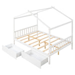ZUN Full Size House Platform Bed with Two Drawers,Headboard and Footboard,Roof Design,White 45714852