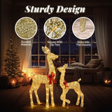 2-Piece Lighted Christmas Deer Family, Outdoor Yard Decoration Set with 210 LEDs Warm White Light, 32994196
